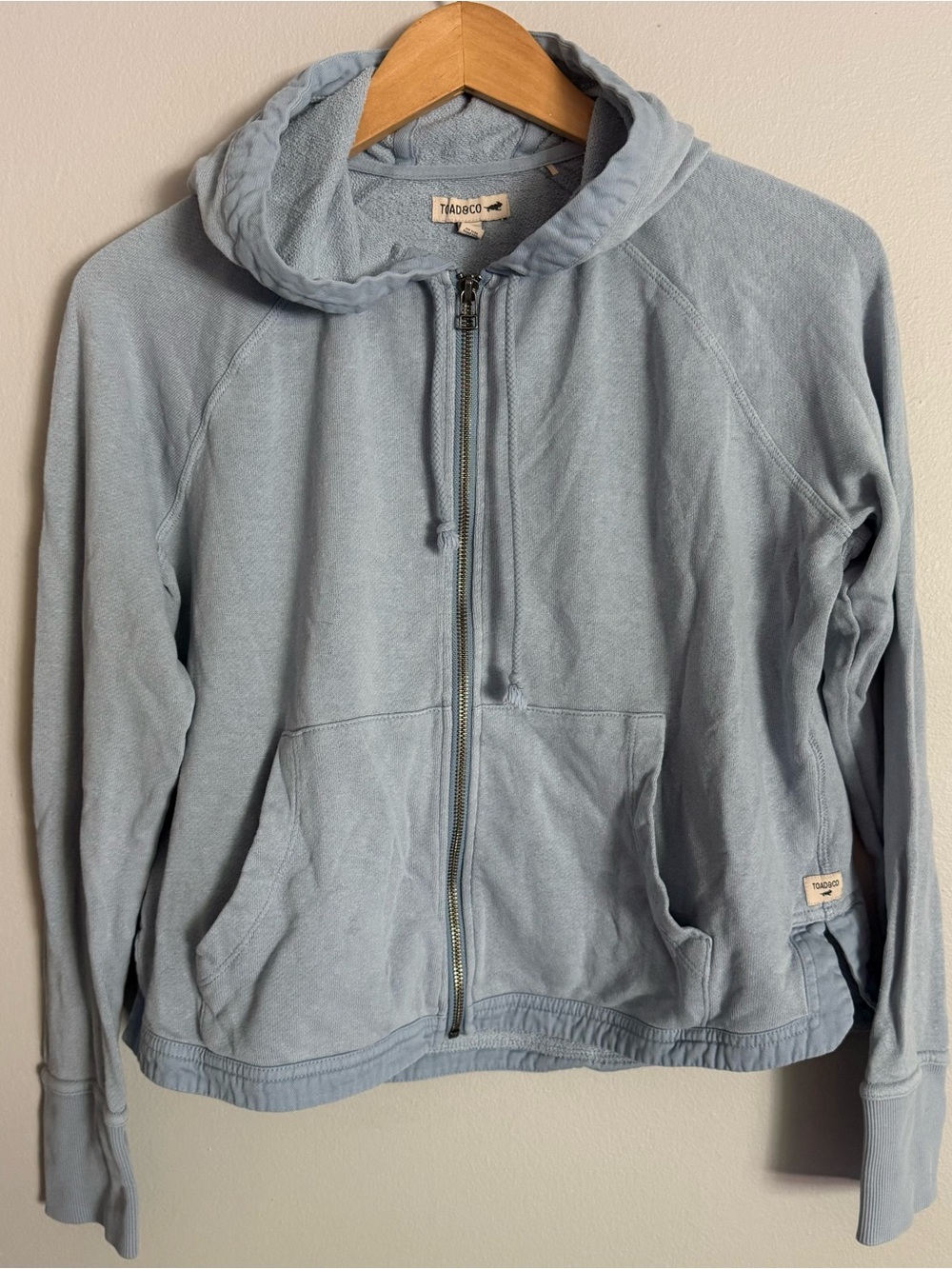 Toad&Co Women’s XS Light Blue Full-Zip Hoodie long sleeve Hemp Organic Cotton